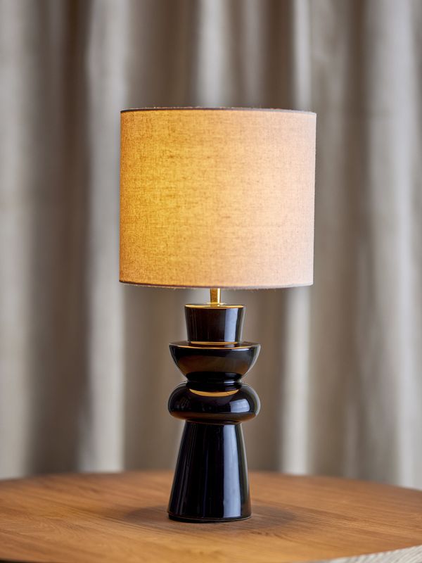 Bloomingville Lio Bordslampa, Svart, Stengods, Ø25xH53 cm