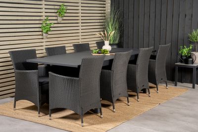 Venture Home Knick & Marbella Matstolar 8-pack Svart + Rektangulärt Matbord 160 x 100 Svart