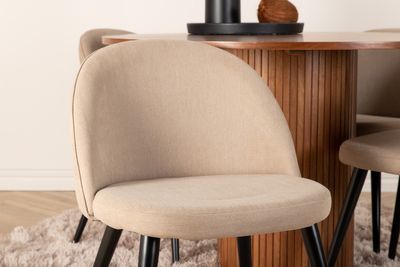 Venture Home Bianca & Velvet Runt Matbord ⌀110 Valnöt + 4 st Matstolar Beige
