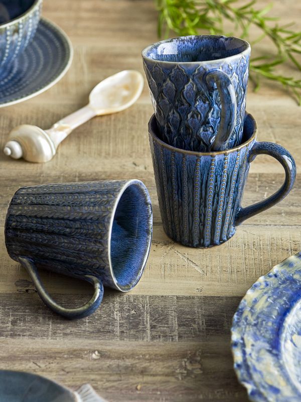Creative Collection Elanor Mugg, Blå, Stengods - 6-pack