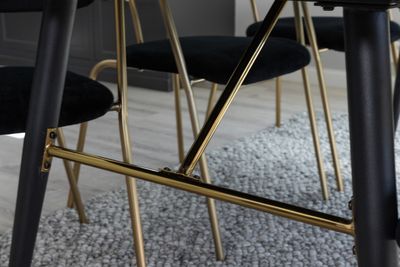 Venture Home Arrow & Gold 6 st Matstolar Svart + Rektangulärt Matbord 180 x 85 Svart