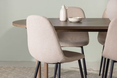 Venture Home Polar & Andy 4 st Matstolar Beige + Ovalt Matbord 180 x 90 Natur