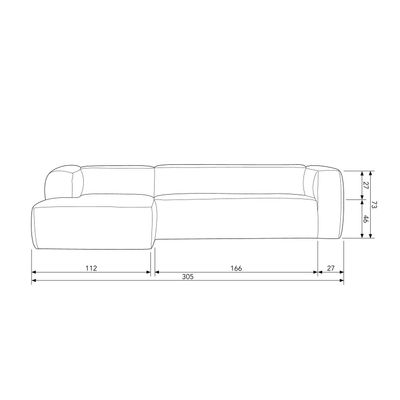 WOOOD Bean Hörnsoffa Vänster inkl. Kuddar Ljusgrå Melange