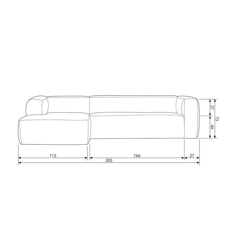 WOOOD Bean Hörnsoffa Vänster inkl. Kuddar Ljusgrå Melange