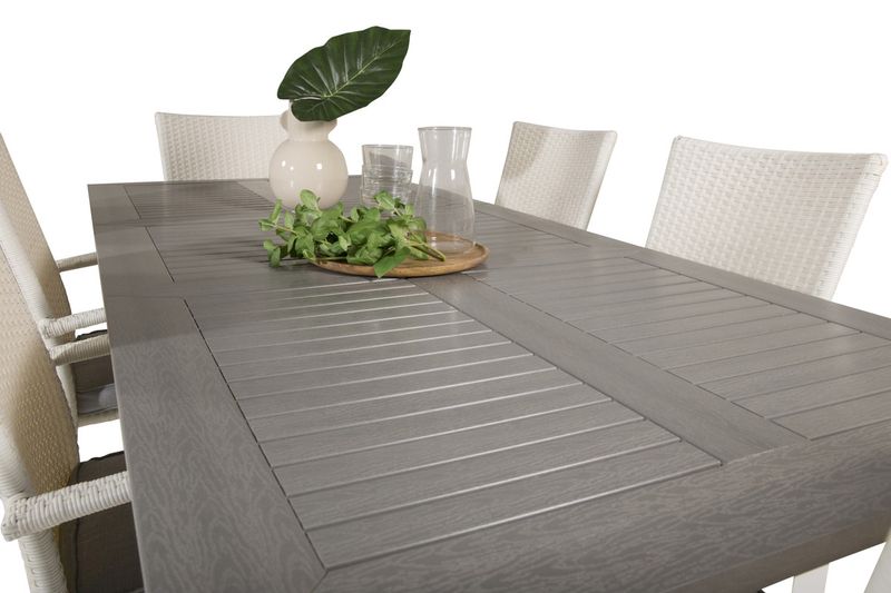 Venture Home Albany & Anna Rektangulärt Matbord 152 x 90 Vit + Matstolar 6-pack Vit