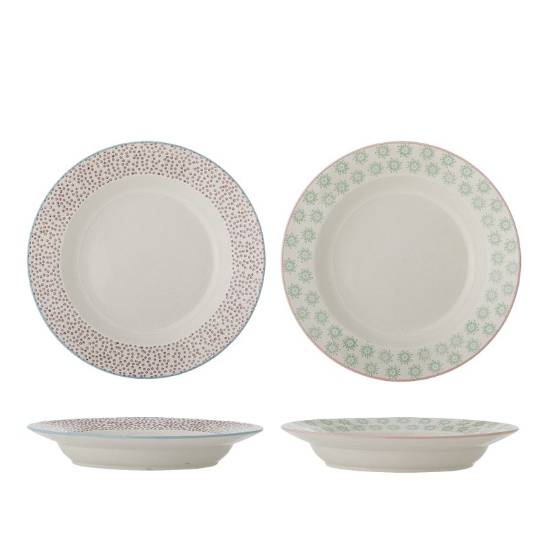 Bloomingville Patrizia Tallrik Deep, Grön, Stengods - 4-pack