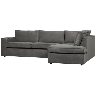 WOOOD Thomas Hörnsoffa med Ribbtäckning Höger Mörkgrå