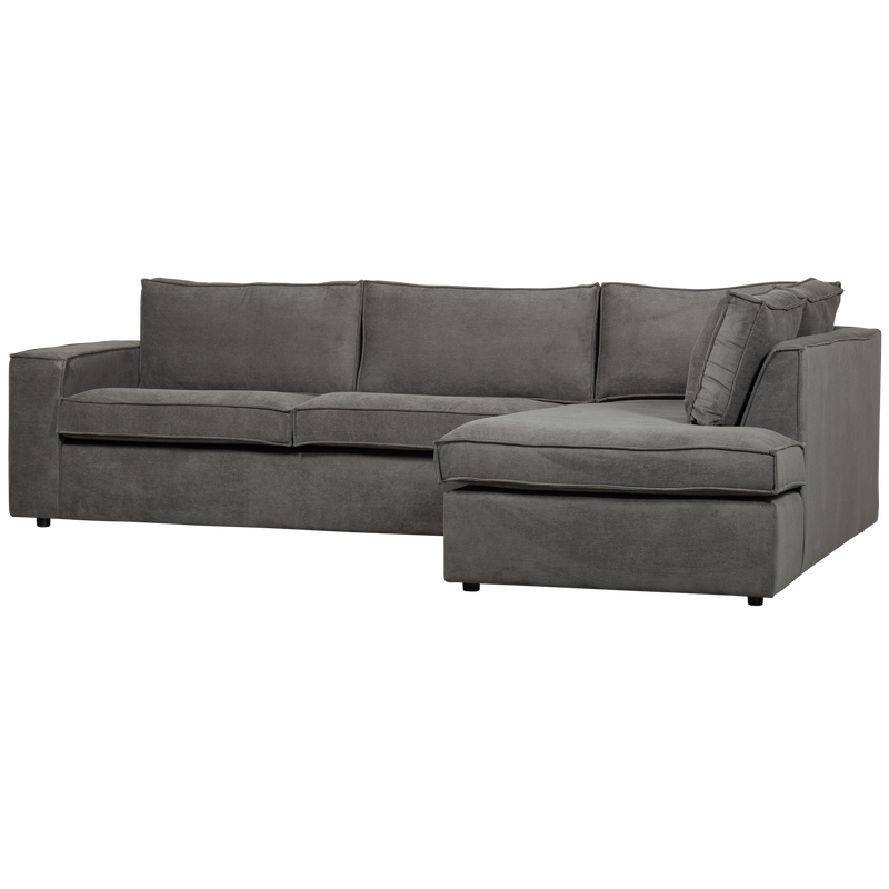 WOOOD Thomas Hörnsoffa med Ribbtäckning Höger Mörkgrå