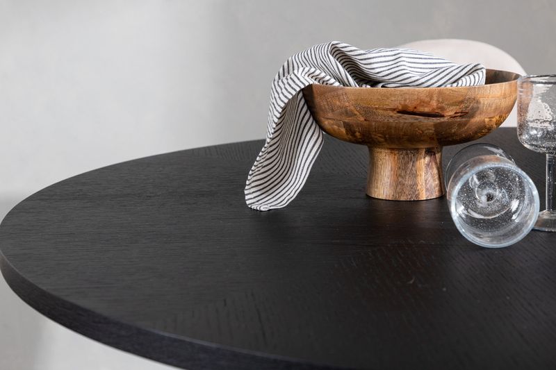 Venture Home Polar & Copenhagen 4 st Matstolar Beige + Runt Matbord ⌀115 Svart