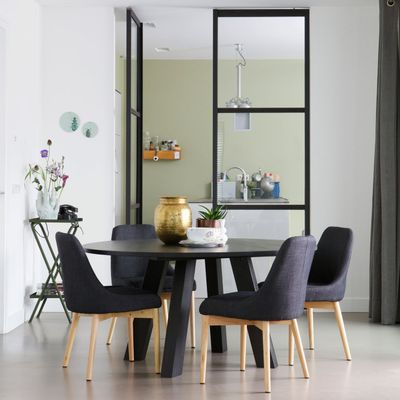 WOOOD Rhonda XL Runt Matbord Ø150 cm i Ek, Svart