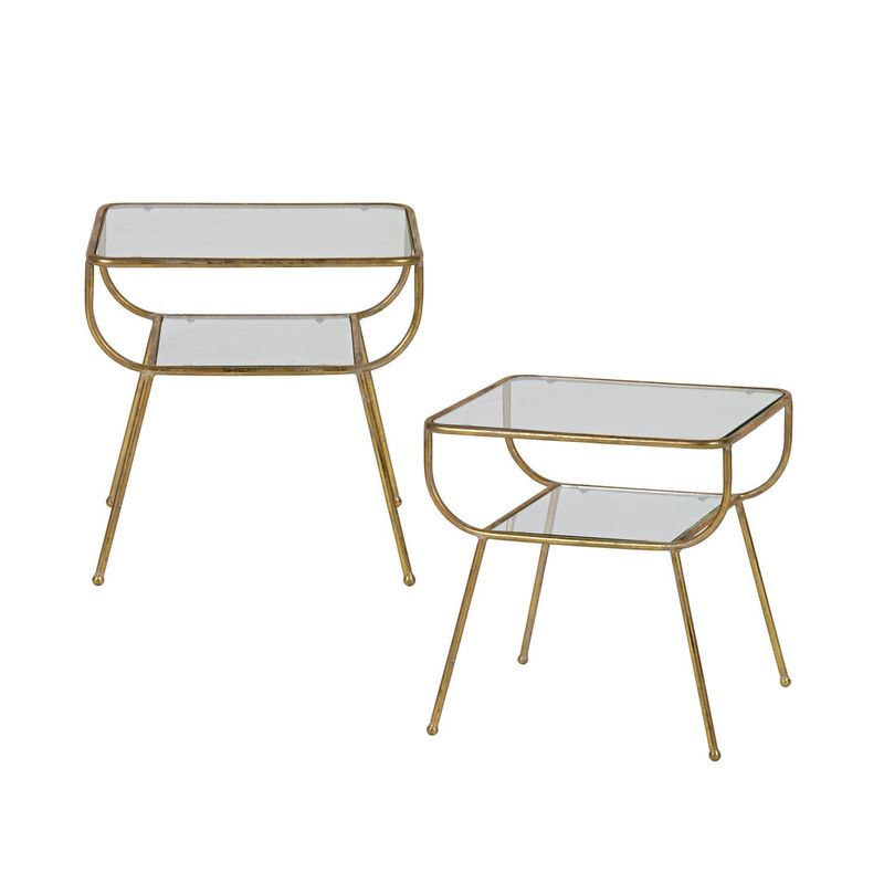 WOOOD Amazing Sidobord Metall/Glas Antik 2 st