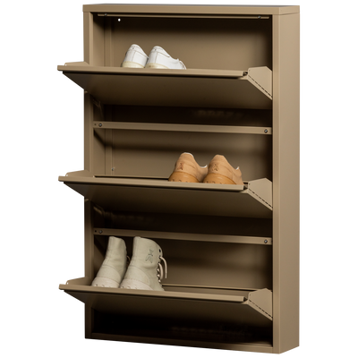 WOOOD Sabine 3-facks Skoskåp i Sandfärgat Metall