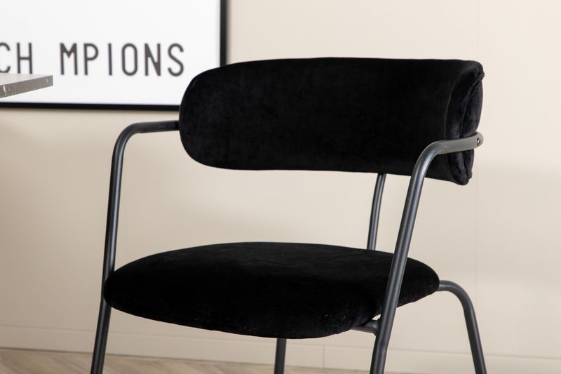 Venture Home Arrow & Marbs 4 st Matstolar Svart + Runt Matbord ⌀110 Svart