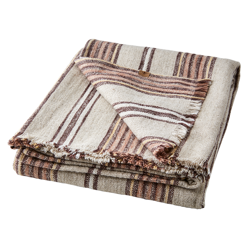 Affari of Sweden HILDA Filt/duk STOR, Natur/brun/rosa/gul
