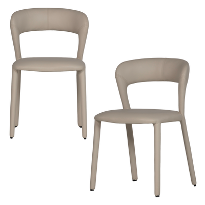 WOOOD Noble Matstol i Läderlook Beige 2 st