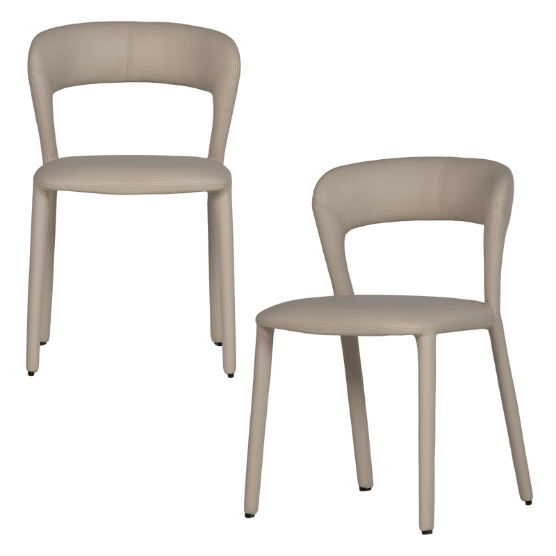 WOOOD Noble Matstol i Läderlook Beige 2 st