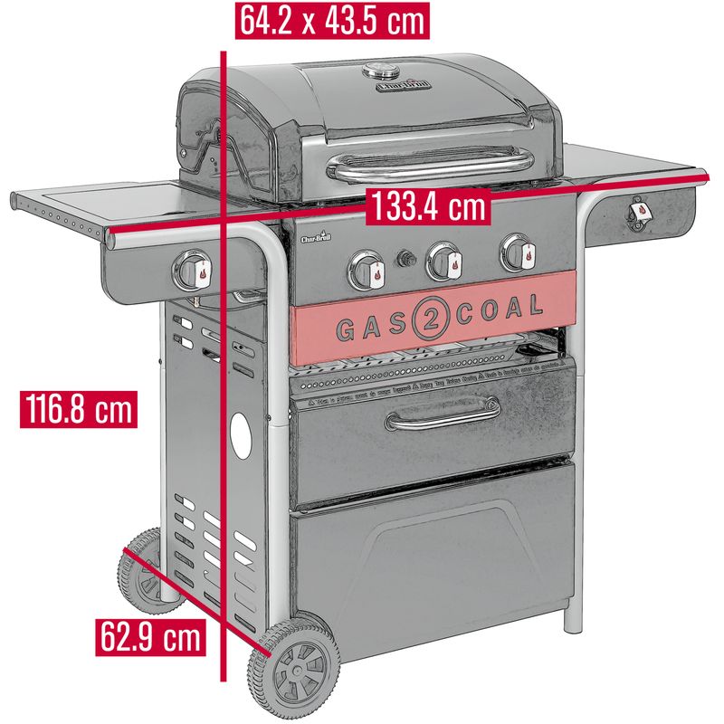Char-Broil Hybridgrill Gas2Coal 2.0 3+1 Brännare  140925