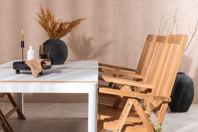 Venture Home Togo & Kenya Rektangulärt Matbord 200 x 100 Vit + 6 st Positionsstolar Natur