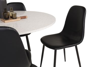 Venture Home Razzia & Polar Runt Matbord ⌀106 Vit + 4 st Matstolar Svart