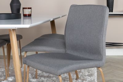 Venture Home Mace & Polar 6 st Matstolar Grå + Rektangulärt Matbord 180 x 90 Vit