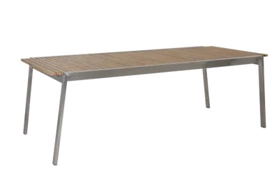 Brafab Naos Matbord 100x220-320 cm Rostfritt Stål/Teak
