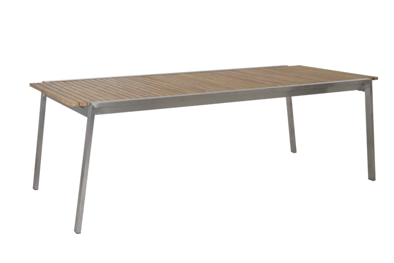 Brafab Naos Matbord 100x220-320 cm Rostfritt Stål/Teak