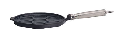Ronneby Bruk, Plättpanna Gjutjärn 25 cm - 7 Urtag & Rostfritt Handtag