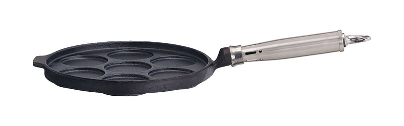 Ronneby Bruk, Plättpanna Gjutjärn 25 cm - 7 Urtag & Rostfritt Handtag