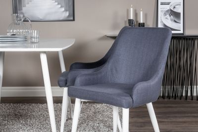 Venture Home Plaza & Polar 4 st Matstolar Blå + Rektangulärt Matbord 120 x 75 Vit