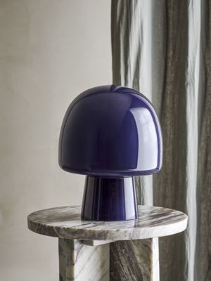 Bloomingville Paddy Bordslampa, Blå, Glas, Ø20xH26,5 cm