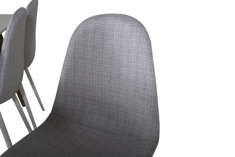 Venture Home Polar 6 st Matstolar Grå + Rektangulärt Matbord 180 x 90 Vit