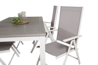 Venture Home Albany & Break Rektangulärt Matbord 152 x 90 Vit + 4 st Positionsstolar Grå