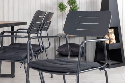 Venture Home Nicke & Khung 6 st Matstolar Svart + Rektangulärt Matbord 200 x 100 Natur