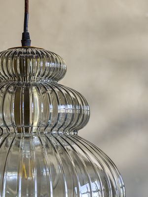 Bloomingville Sybia Taklampa, Grå, Glas, Ø31,5xH33 cm