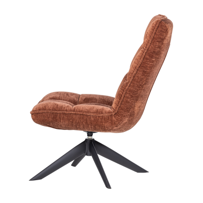 WOOOD Jouke Snurrfåtölj i Chenillestruktur Rostbrun