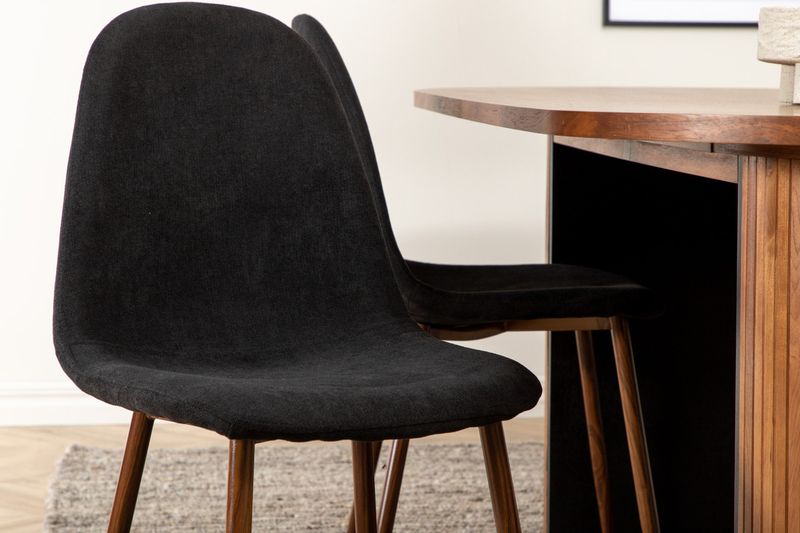 Venture Home Bianca & Polar Ovalt Matbord 200 x 90 Valnöt + 6 st Matstolar Svart