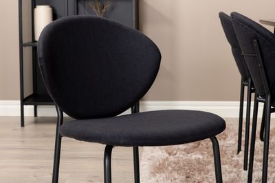 Venture Home Vault & Petra 6 st Matstolar Svart + Rektangulärt Matbord 190 x 90 Svart