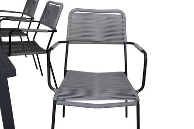 Venture Home Marbella & Lindos Rektangulärt Matbord 160 x 100 Svart + 6 st Matstolar Grå