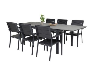 Venture Home Levels Rektangulärt Matbord 160 x 100 Svart + Matstolar 6-pack Svart