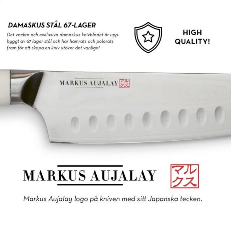 Markus Aujalay Kockkniv Japansk Damaskus 30cm