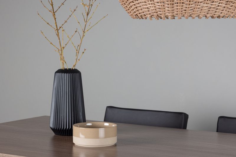 Venture Home Kenth & Tempe 4 st Matstolar Svart + Rektangulärt Matbord 140 x 80 Valnöt