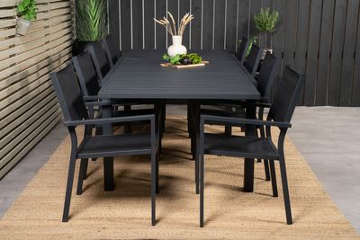 Venture Home Copacabana & Marbella Matstolar Svart + Rektangulärt Matbord 160 x 100 Svart