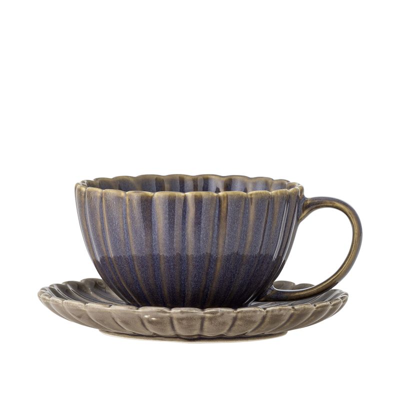 Bloomingville Latina Kopp w/Saucer, Lila, Stengods - 6-pack