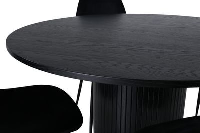 Venture Home Bianca & Polar Runt Matbord ⌀110 Svart + 4 st Matstolar Svart