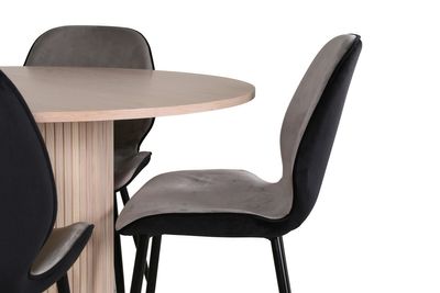 Venture Home Emma & Bianca 4 st Matstolar Grå + Runt Matbord ⌀110 Vitputsad