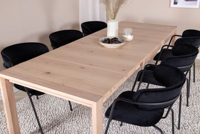 Venture Home Slider & Arrow Rektangulärt Matbord 170 x 95 Vitputsad + Matstolar 6-pack Svart