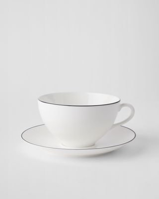 Gustavsbergs Porslinsfabrik Natur Snövit frukostkopp med fat rund