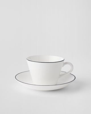 Gustavsbergs Porslinsfabrik Natur Snövit kaffekopp med fat konisk
