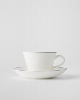 Gustavsbergs Porslinsfabrik Natur Snövit kaffekopp med fat konisk