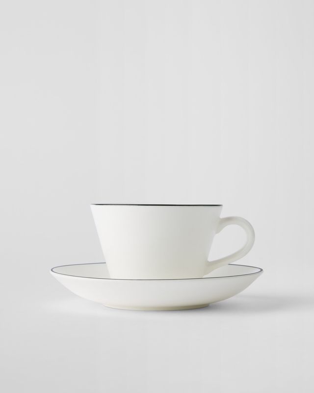 Gustavsbergs Porslinsfabrik Natur Snövit kaffekopp med fat konisk